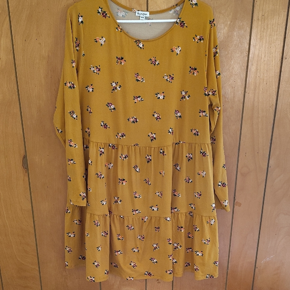 love, Fire Mustard Floral Mini Dress